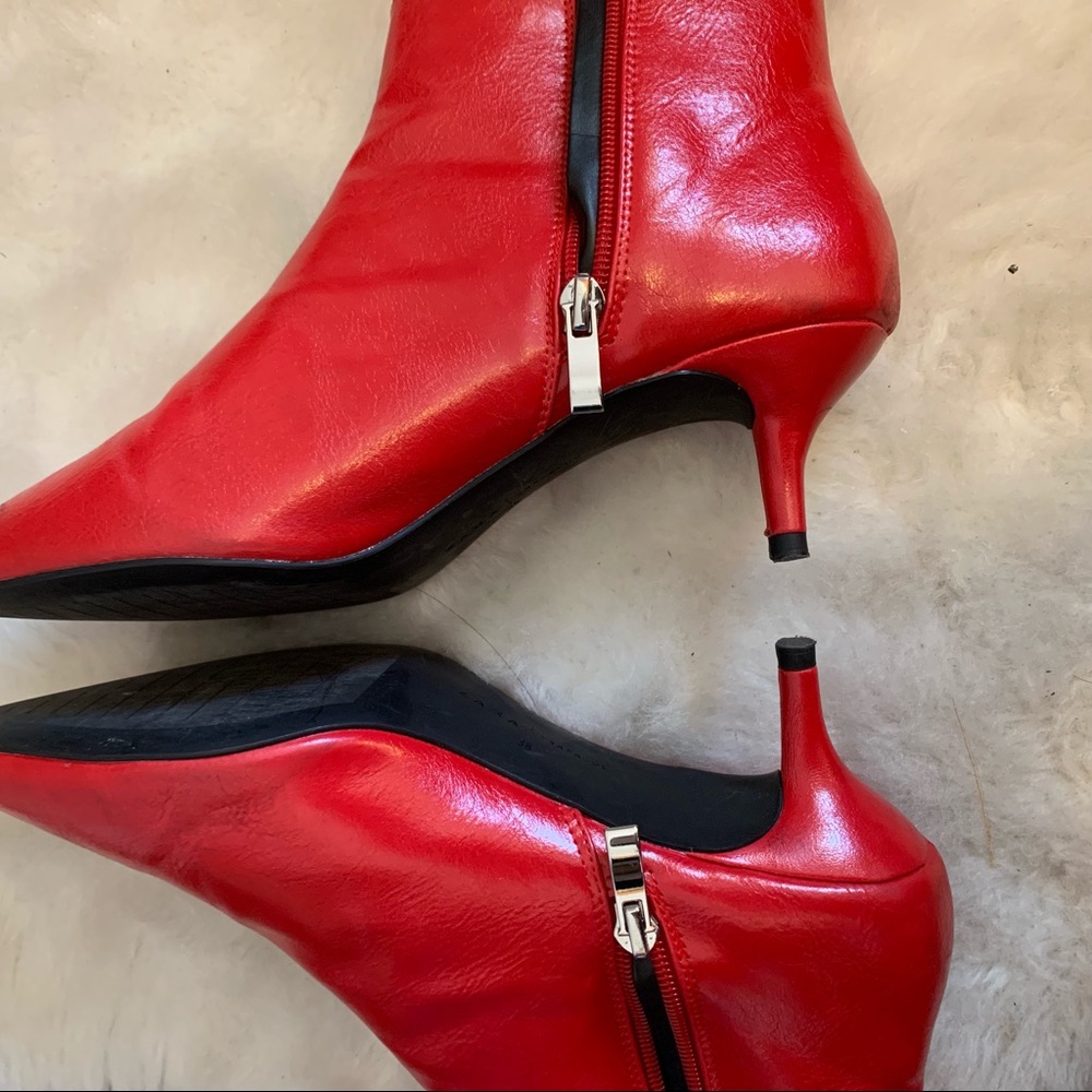 Zara red booties 7.5